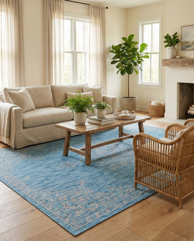 Patio Heritage Collection Area Rug -  Charleston (Light Aqua) Rectangle Light Aqua  lifestyle 14