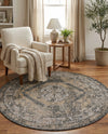 Patio Heritage Collection Area Rug -  Augusta (Charcoal) Round Charcoal  lifestyle 26