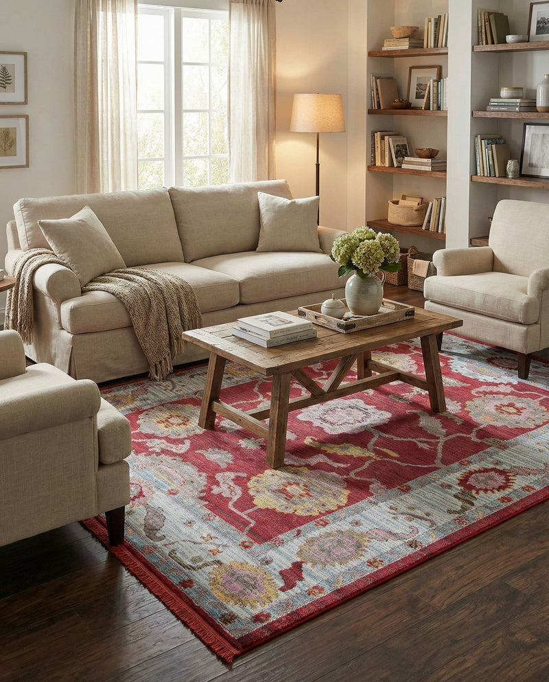 Arcadia Rugs Collection Area Rug - Eden (Red) Rectangle Red  lifestyle 12