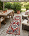 Patio Heritage Collection Area Rug -  Alcove Runner Red and Navy Blue  lifestyle 70