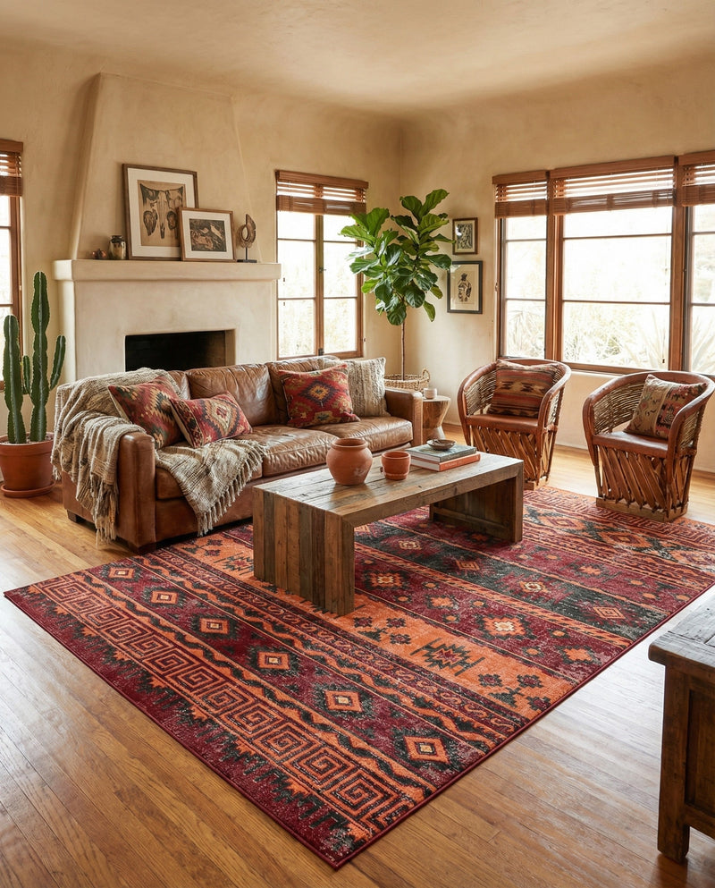 Geneva Terrace Collection Area Rug - Montreux Rectangle Rust Red  lifestyle 53