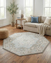 Savannah Series Collection Area Rug - Charleston (Cloud Gray) Octagon Cloud Gray  lifestyle 47