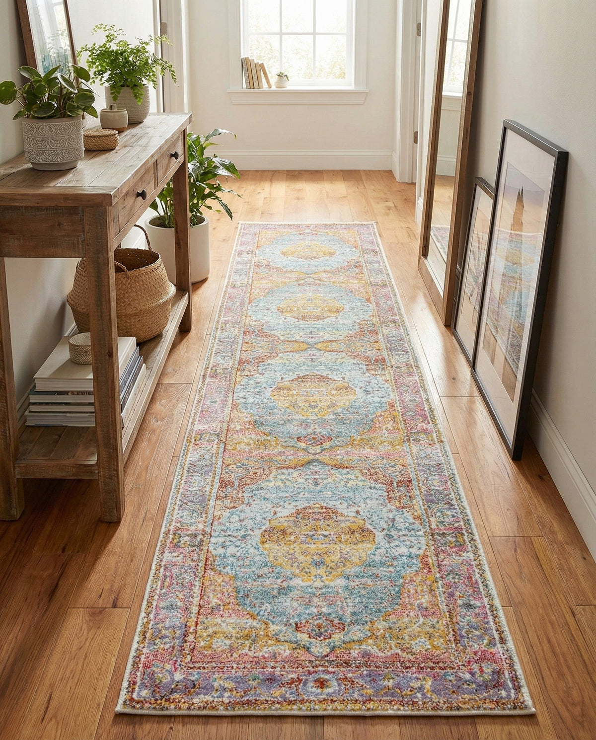 Caribbean Breeze Collection Area Rug -  Vieques Runner Light Blue  lifestyle 153