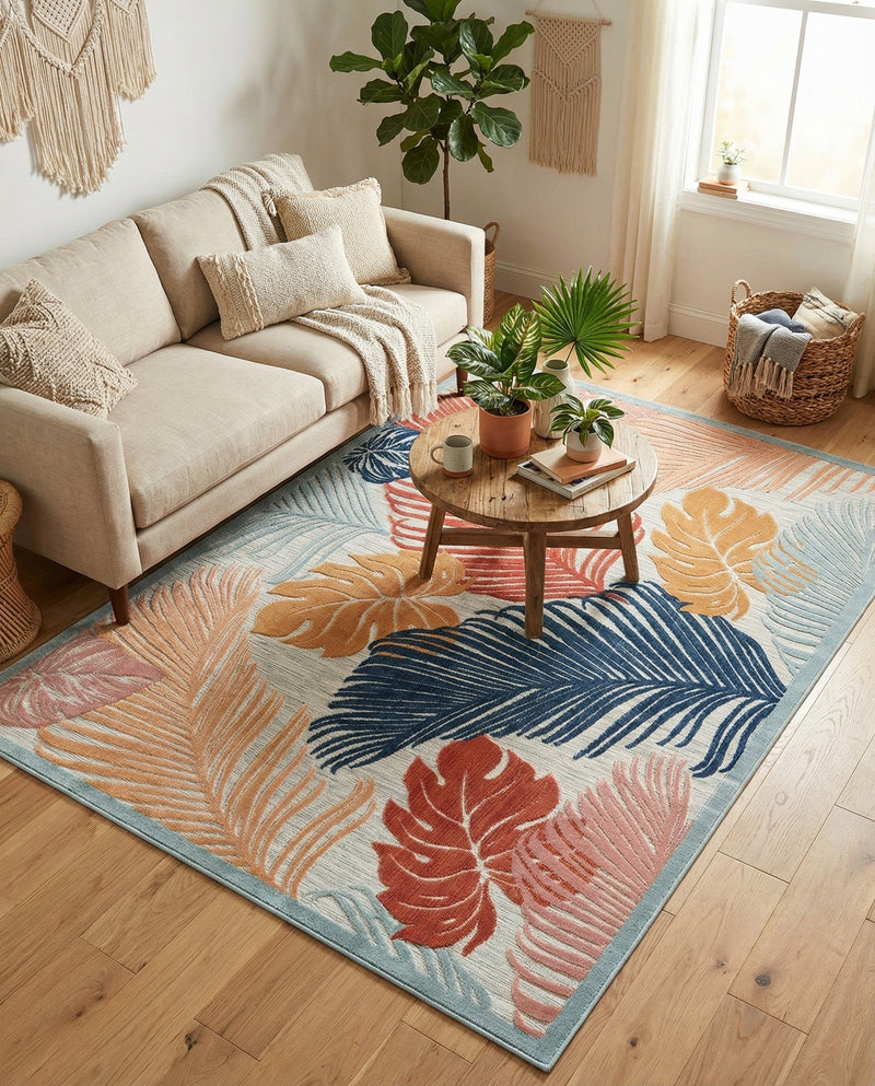 Seaside Blooms Collection Area Rug -  Tranquil Rectangle Multi  lifestyle 33