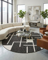 Urban Terrace Collection Area Rug -  Parkside Round Black and White  lifestyle 63
