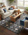 Geo Garden Lattice Collection Area Rug -  Andalusia Rectangle Charcoal Gray  lifestyle 39