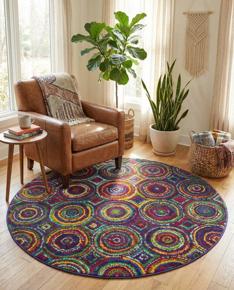 Caribbean Cove Collection Area Rug -  Vincent Round Multi  lifestyle 31