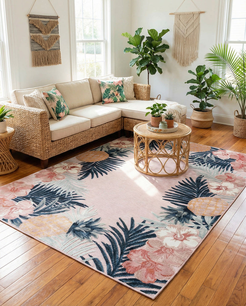 Seaside Blooms Collection Area Rug - Haven Rectangle Pink  lifestyle 42