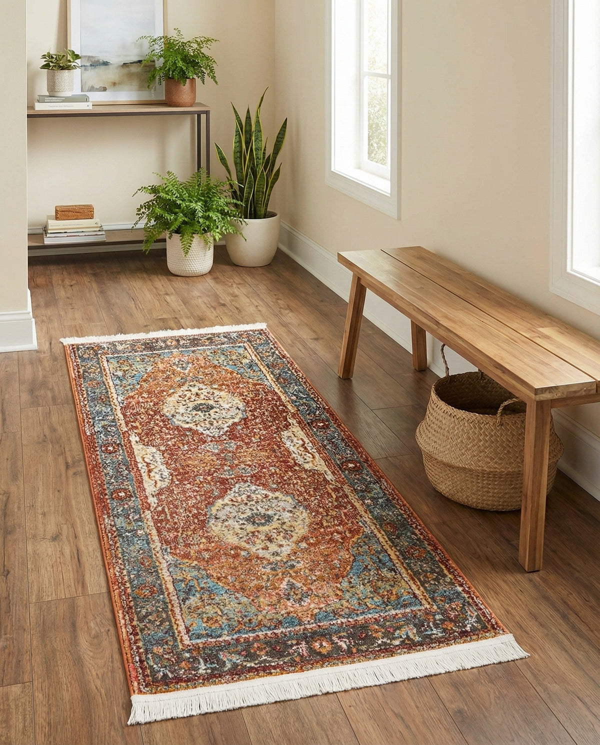 Caribbean Breeze Collection Area Rug -  Vieques Runner Rust Red  lifestyle 156