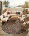 Coastal Terrace Collection Area Rug -  Lagoon Round Multi  lifestyle 42