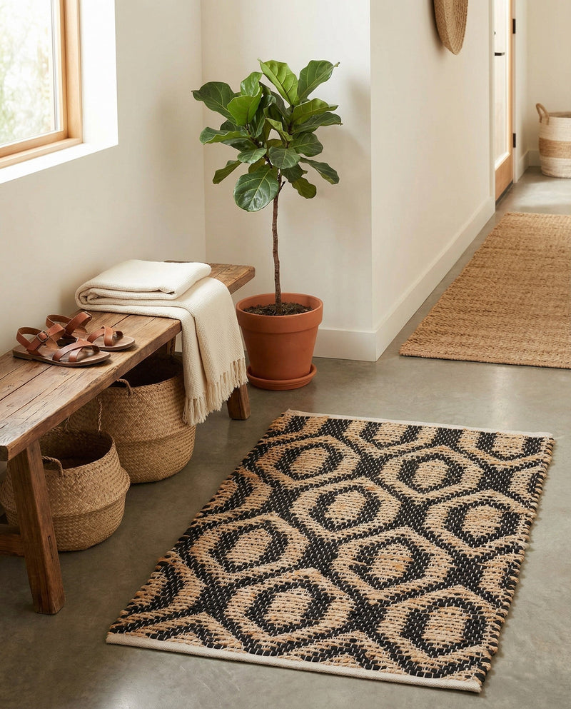 Osian Looms Collection Area Rug - Colaba Rectangle Black  lifestyle 10