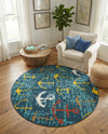 Seaside Haven Rugs Collection Area Rug -  Lighthouse Round Navy Blue  lifestyle 60