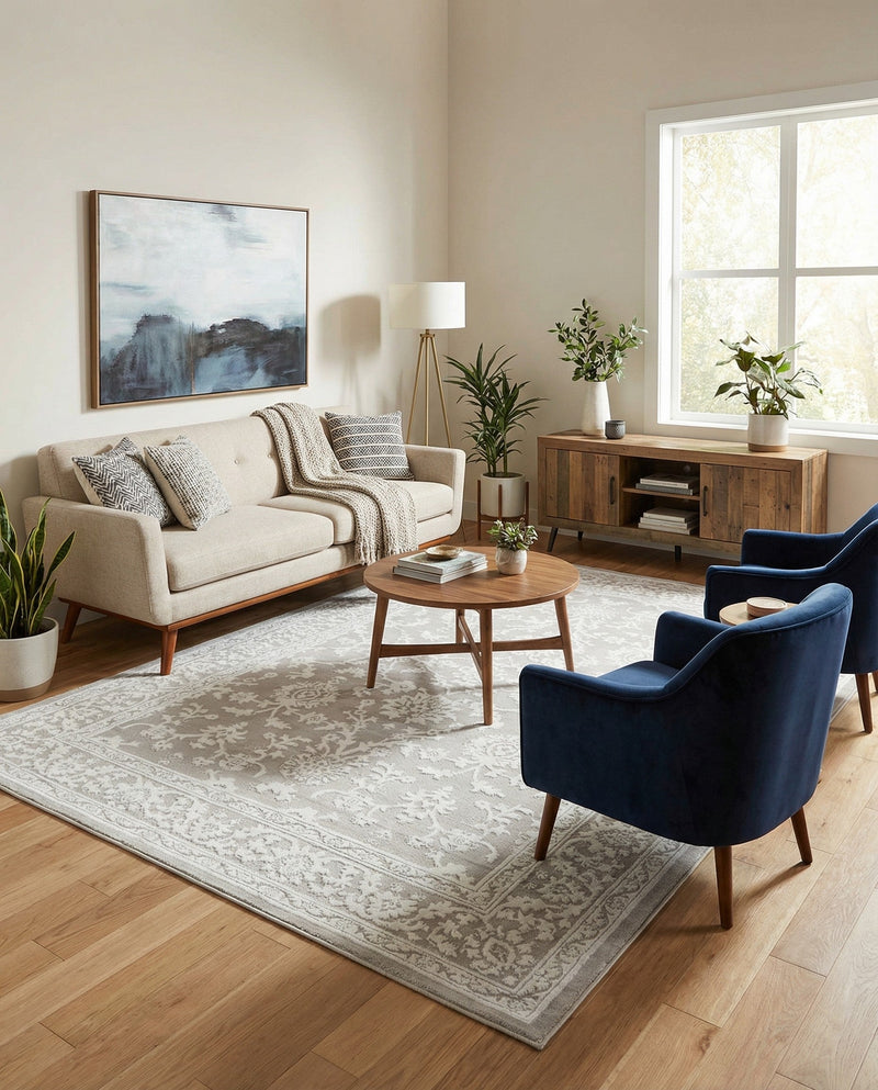Savannah Elegance Collection Area Rug - Augusta (Light Gray) Rectangle Light Gray  lifestyle 11