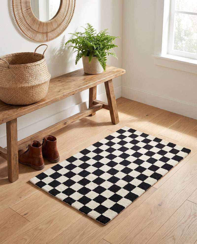 Shepherd's Glen Wool Collection Area Rug - Reykjavik Rectangle Black and White  lifestyle 41