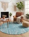 Brighton Stripes Collection Area Rug - Sussex (Light Blue) Round Light Blue  lifestyle 52