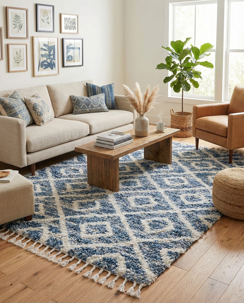 Cozy Cove Shag Collection Area Rug -  Dunes Rectangle Blue  lifestyle 9