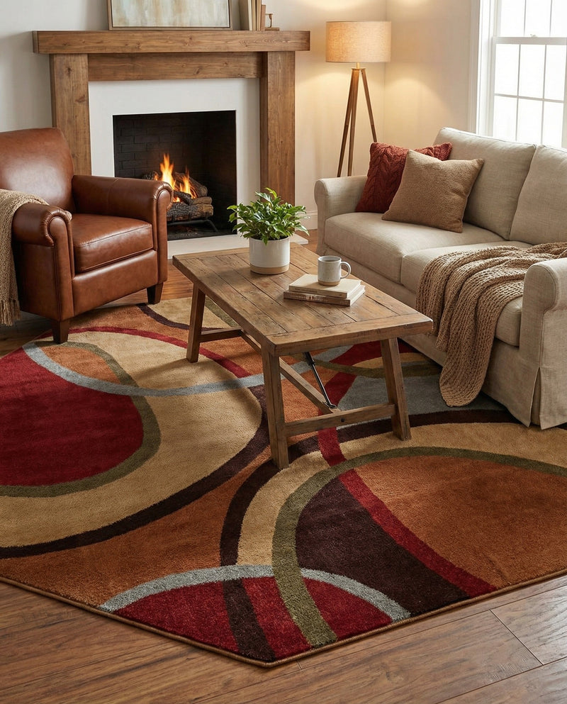 Bistro Lounge Collection Area Rug -  Macchiato Octagon Multi  lifestyle 53