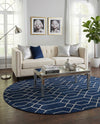 Hollywood Luxe Collection Area Rug - Sunset (Navy Blue Silver) Oval Navy Blue Silver  lifestyle 54