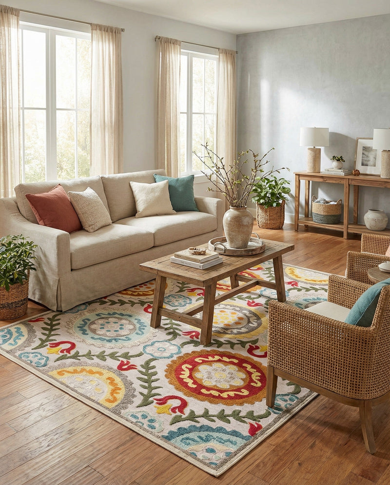 Outdoor Marrakesh Collection Area Rug -  Asilah Rectangle Ivory Beige  lifestyle 16