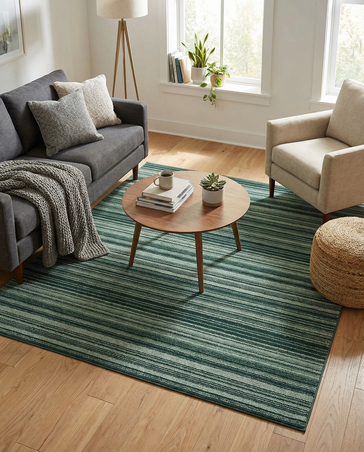 Jewel Oasis Collection Area Rug - Sapphire (Green) Square Green  lifestyle 83