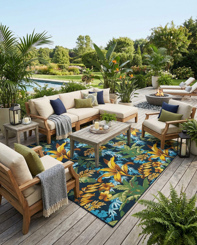 Seaside Blooms Collection Area Rug -  Grove Rectangle Multi  lifestyle 22