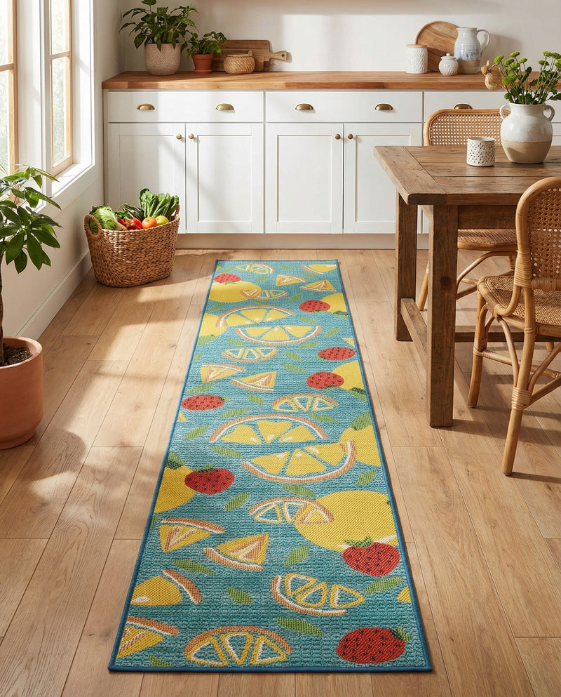 Coastal Terrace Collection Area Rug -  Cove Runner Blue  lifestyle 55