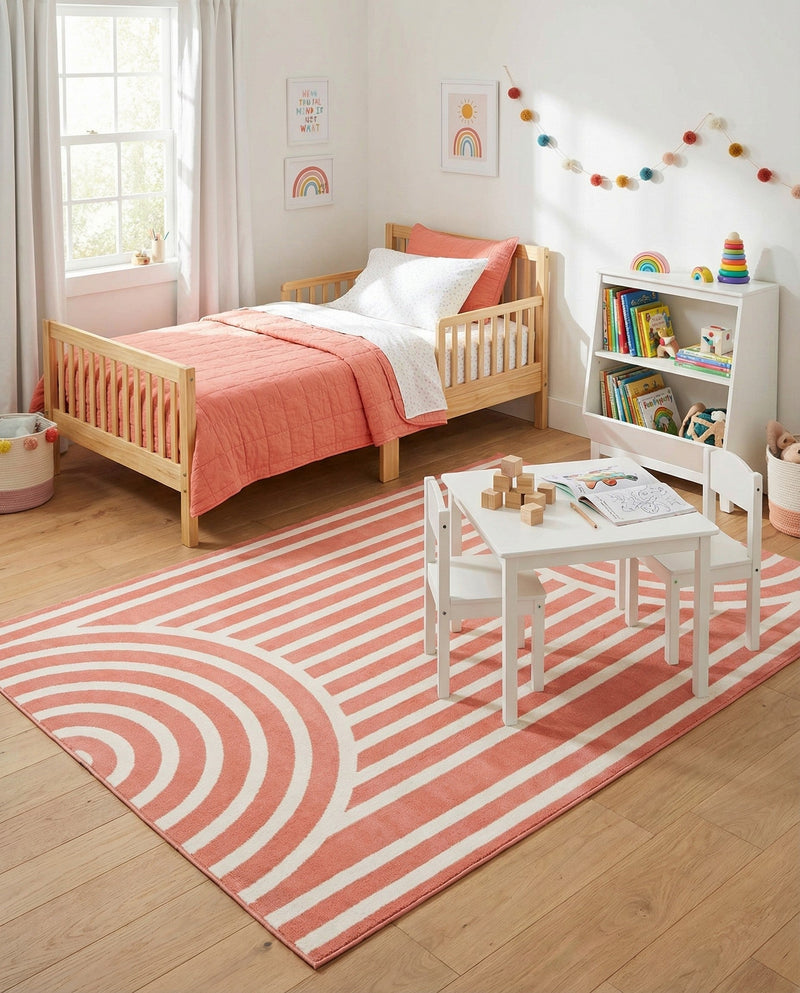 Wonder Tykes Collection Area Rug -  Joydale Rectangle Soft Coral Pink  lifestyle 14