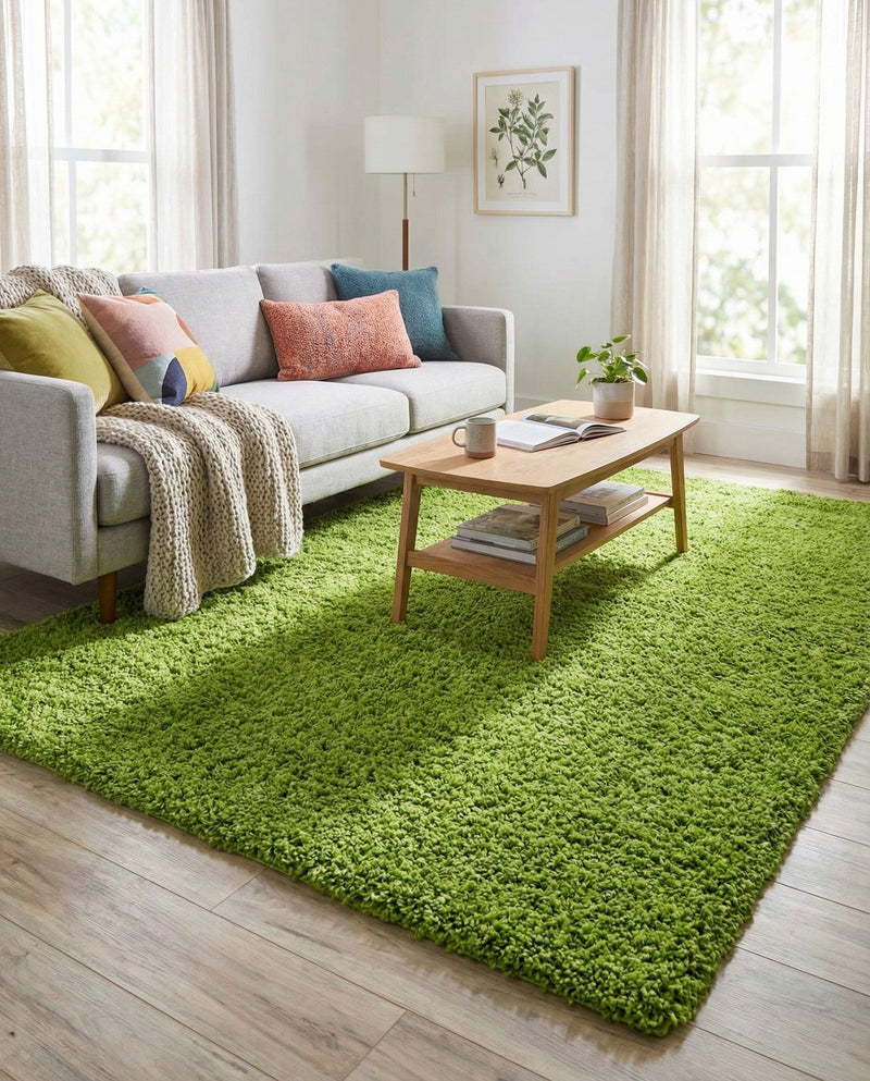 Plush Oasis Collection Area Rug - Serenity (Grass Green) Rectangle Grass Green  lifestyle 4