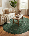 Woven Seaside Jute Collection Area Rug - Coastalhaven (Hunter Green) Oval Hunter Green  lifestyle 35
