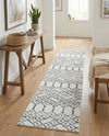 Marrakesh Lattice Collection Area Rug - Casablanca (Ivory Black) Runner Ivory Black  lifestyle 40