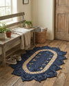 Woven Seaside Jute Collection Area Rug - Coastalhaven (Navy Blue and White) Oval Navy Blue and White  lifestyle 26
