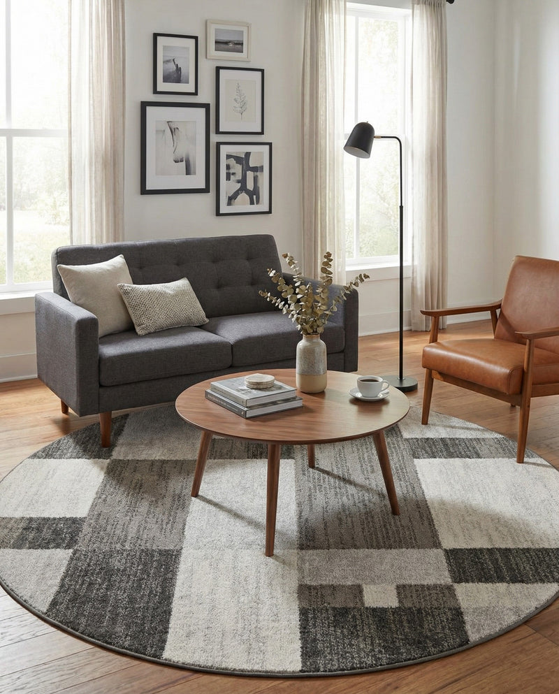 Autumn Meadow Collection Area Rug -  Sycamoreside (Gray) Round Gray  lifestyle 27