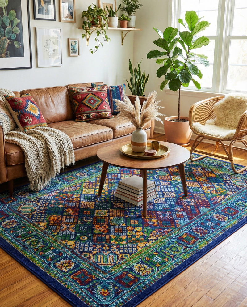 Caribbean Cove Collection Area Rug -  Mustique Rectangle Navy Blue  lifestyle 38