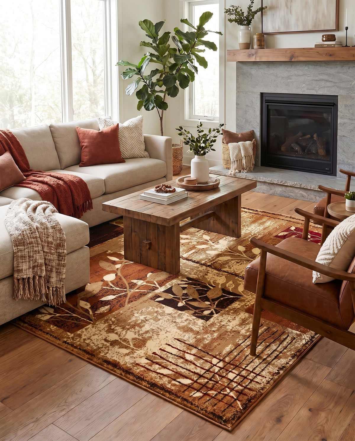 Bistro Lounge Collection Area Rug -  Affogato Square Beige  lifestyle 166