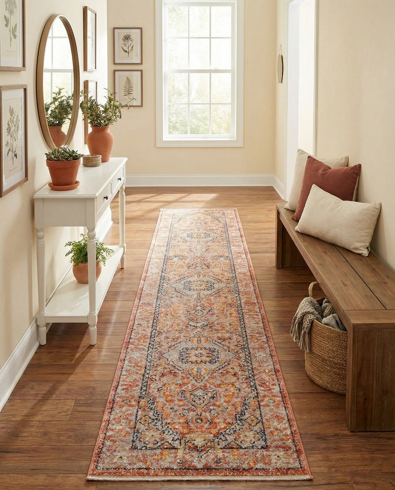 Seville Stripes Collection Area Rug - Cadiz (Brick Red) Runner Brick Red  lifestyle 66