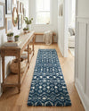 Berber Lattice Shag Collection Area Rug - Atlas (Navy Blue) Runner Navy Blue  lifestyle 27
