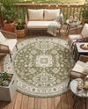 Tribal Terrace Treasures Collection Area Rug -  Incan Isle (Green) Round Green  lifestyle 25