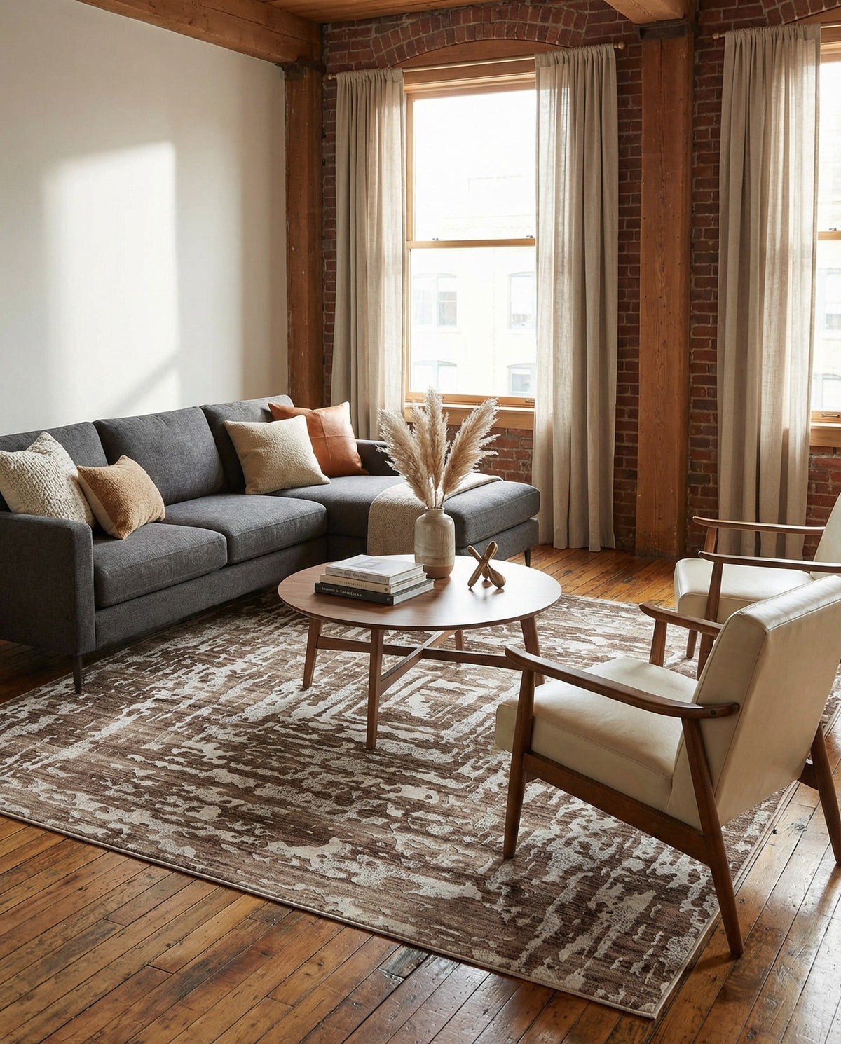 Sanctuary Retreat Collection Area Rug -  Asylum Square Chocolate Brown  lifestyle 85