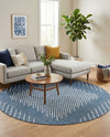 Urban Terrace Collection Area Rug -  Chelsea (Blue) Round Blue  lifestyle 65