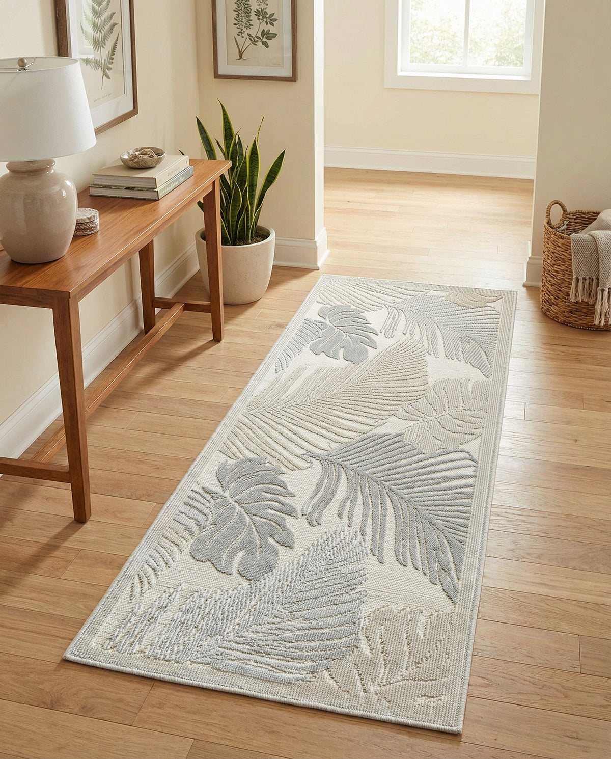 Seaside Blooms Collection Area Rug -  Tranquil Runner Gray  lifestyle 83
