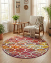 Trellis Mosaic Collection Area Rug -  Pergolatown (Multi) Round Multi  lifestyle 39