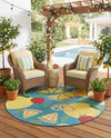 Coastal Terrace Collection Area Rug -  Cove Round Blue  lifestyle 45