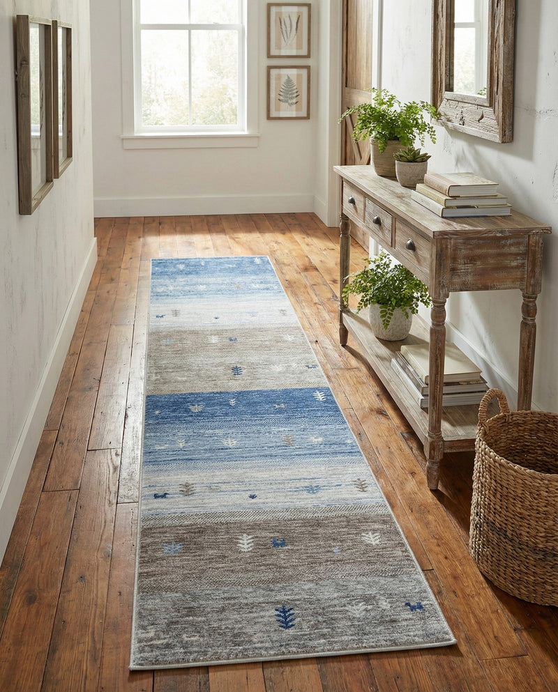 Zagros Shades Collection Area Rug -  Sisakht Runner Blue Gray  lifestyle 44
