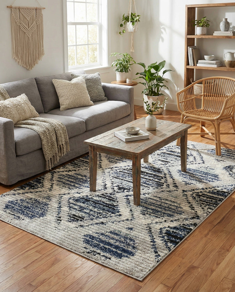 Marrakech Mosaic Collection Area Rug -  Atlas Rectangle Blue Gray  lifestyle 8