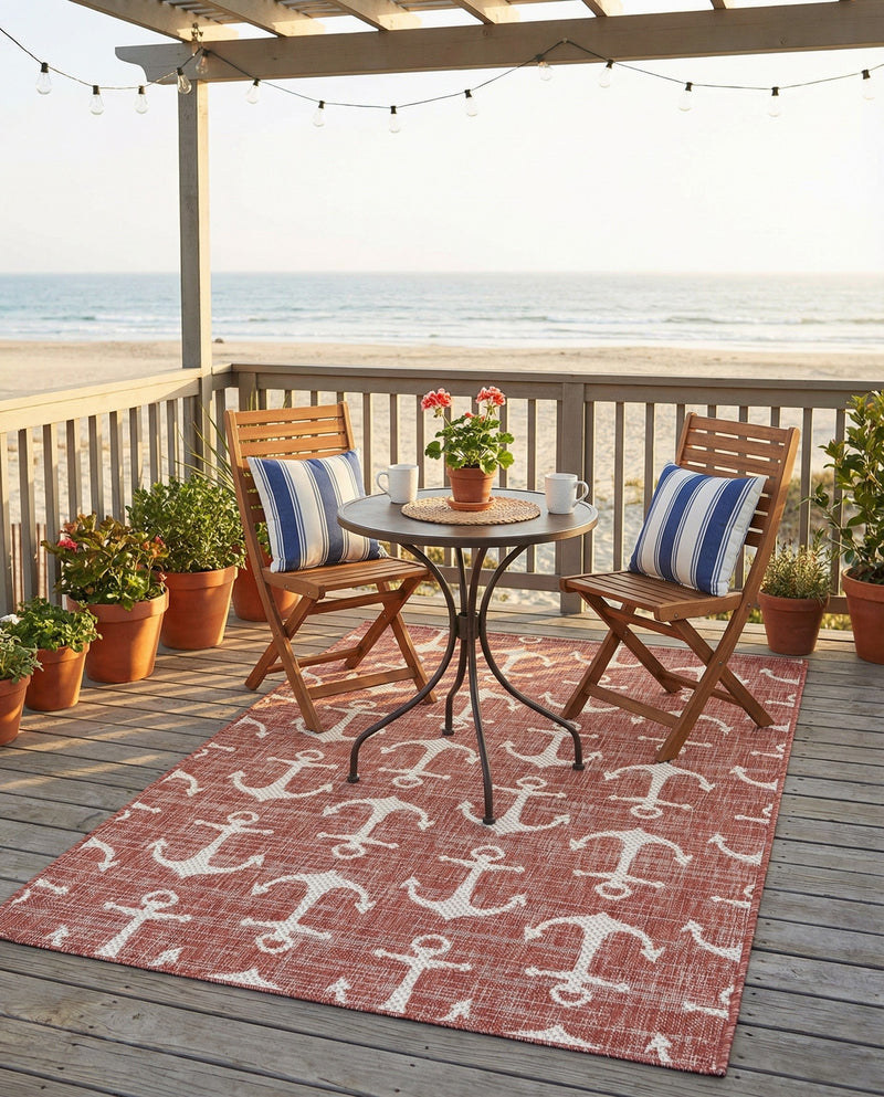 Seaside Haven Rugs Collection Area Rug - Sapphire (Rust Red) Rectangle Rust Red  lifestyle 15