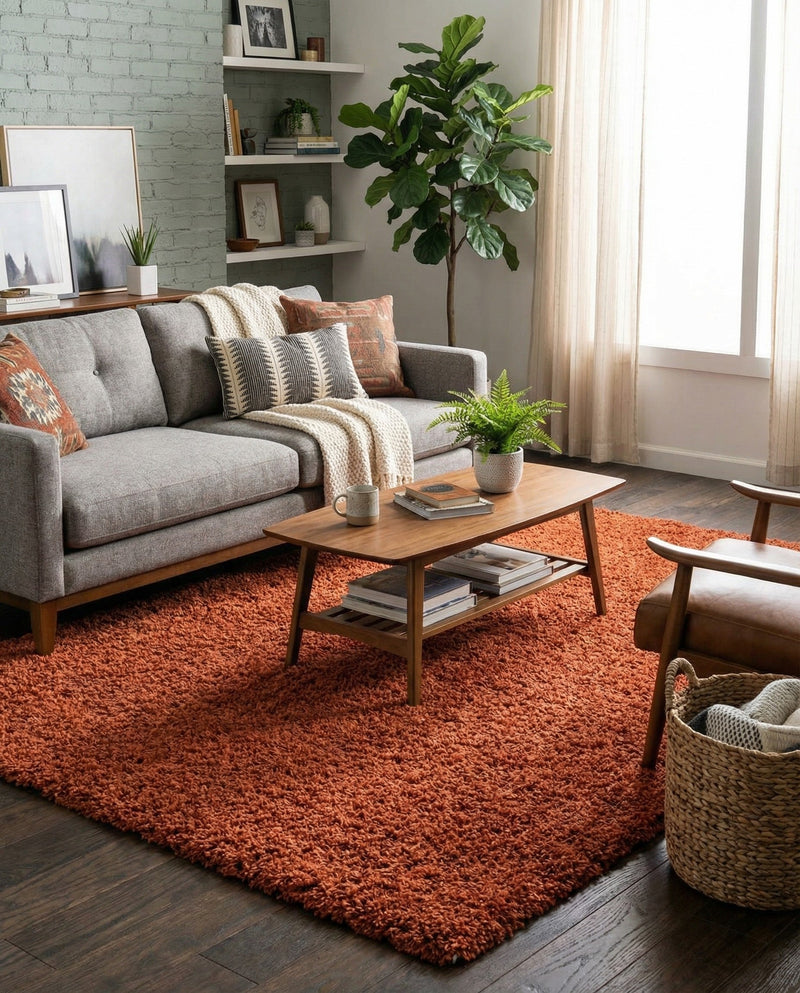 Plush Oasis Collection Area Rug - Serenity (Terracotta) Rectangle Terracotta  lifestyle 11