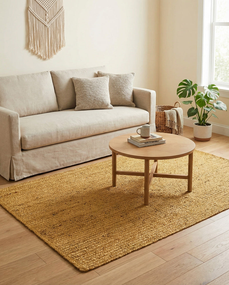 Woven Seaside Jute Collection Area Rug - Savannah (Yellow) Rectangle Yellow  lifestyle 4