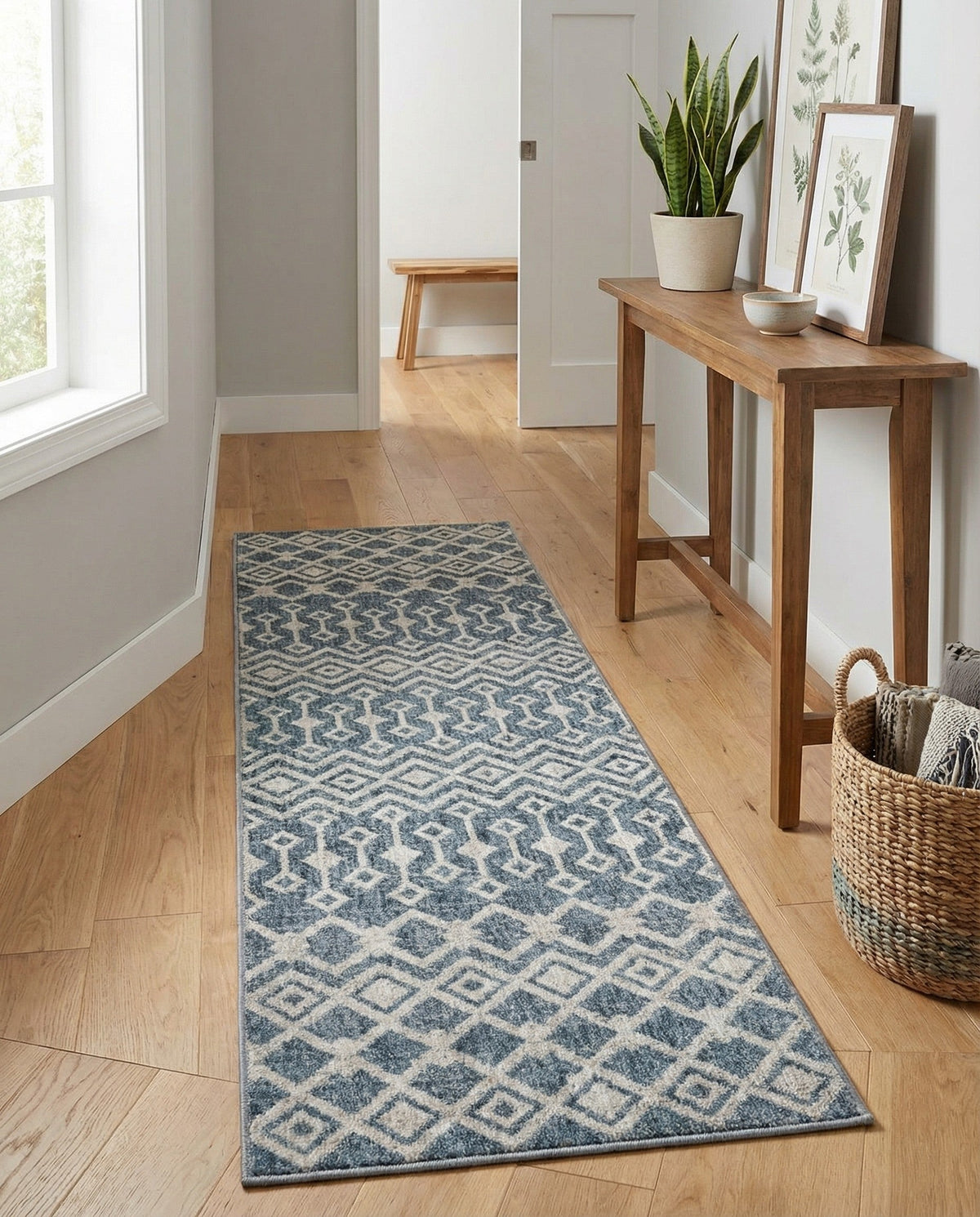 Geo Garden Lattice Collection Area Rug -  Andalusia Runner Harbor Blue  lifestyle 143