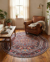 Heritage Elegance Collection Area Rug -  Schonbrunn Round Burgundy  lifestyle 91