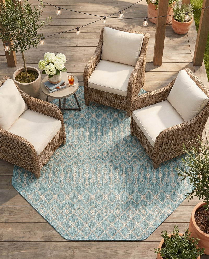 Savannah Pergola Collection Area Rug -  Pergola (Aqua) Octagon Aqua  lifestyle 74